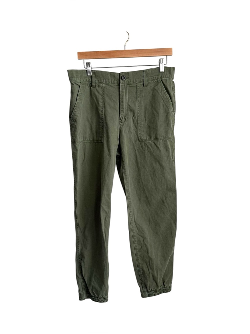 Gap Mid Rise Utility Twill Jogger Pants Olive Green Medium